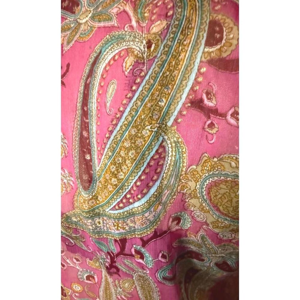 Bohemian Style Sheer Silk Paisley Print Tunic sz 8 - Picture 4 of 7